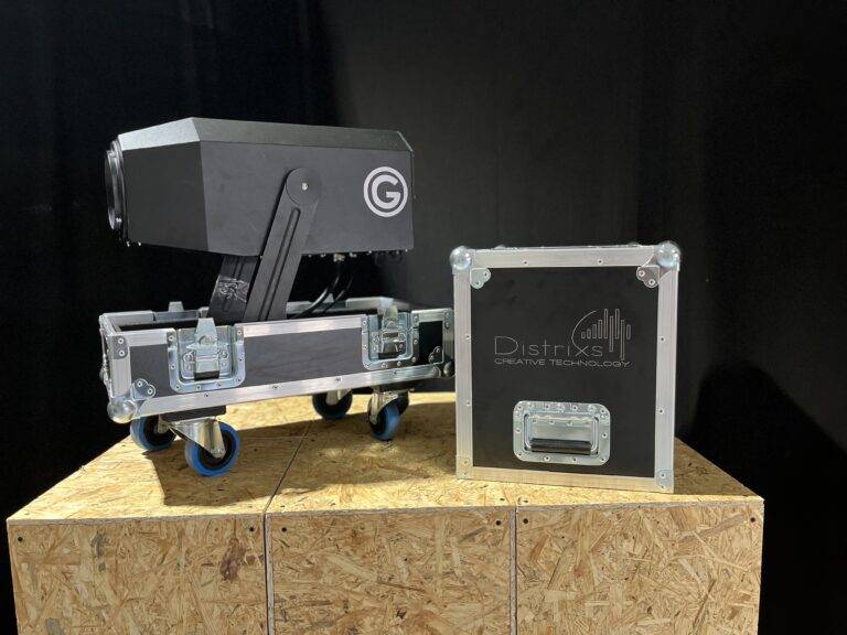 Goboservice Divum 50K met flightcase op maat van Distrixs