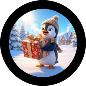 Goboservice - Pinguïn met kerstcadeau