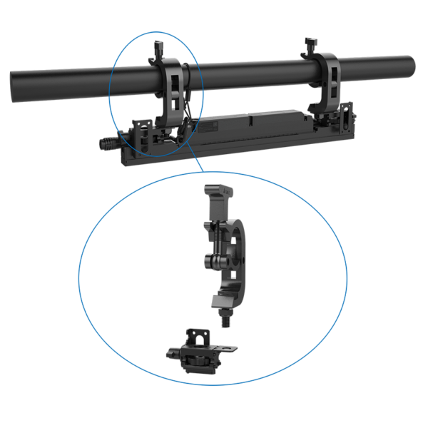 Acme Pixel Line Slim 500 met schuifrail en C-100 clamp aan de truss
